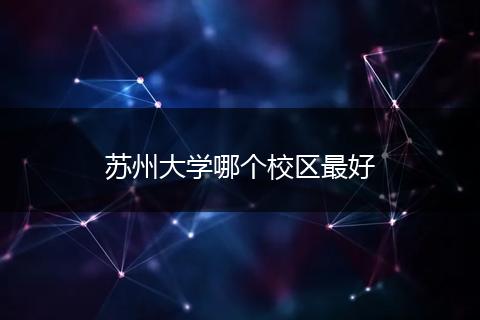 苏州大学哪个校区最好