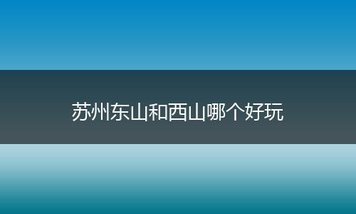 苏州东山和西山哪个好玩