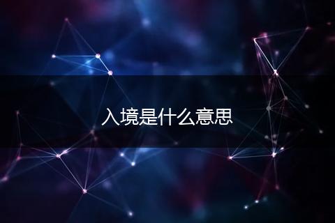 入境是什么意思