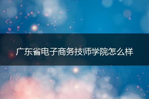 广东省电子商务技师学院怎么样