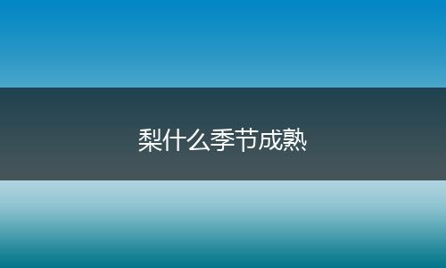 梨什么季节成熟