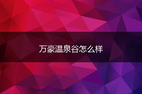 万豪温泉谷怎么样