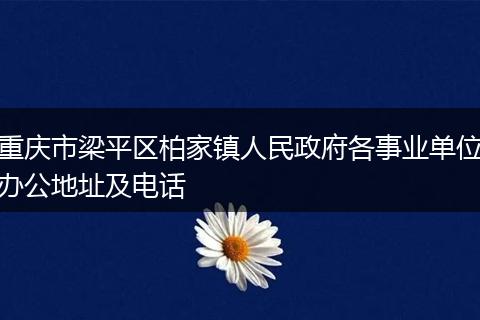 重庆市梁平区柏家镇人民政府各事业单位办公地址及电话