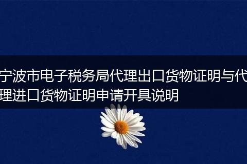 宁波市电子税务局代理出口货物证明与代理进口货物证明申请开具说明