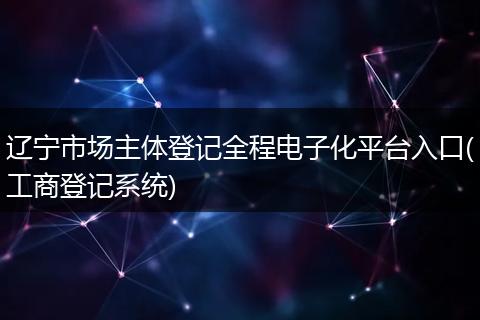 辽宁市场主体登记全程电子化平台入口(工商登记系统)