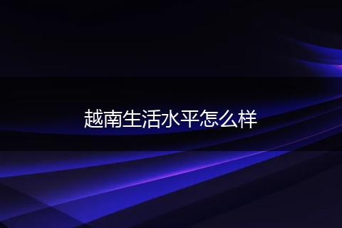 越南生活水平怎么样