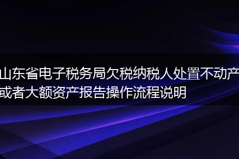 山东省电子税务局欠税纳税人处置不动产或者大额资产报告操作流程说明