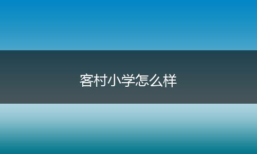 客村小学怎么样