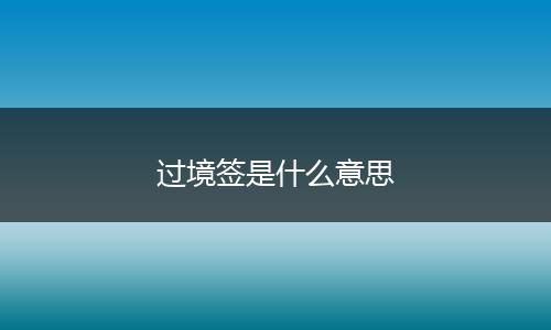 过境签是什么意思