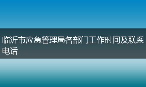临沂市应急管理局各部门工作时间及联系电话