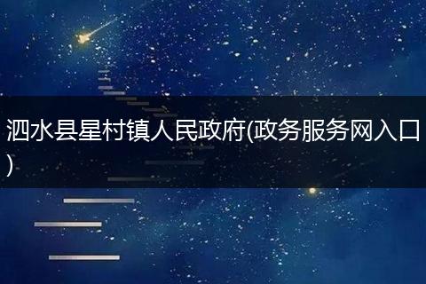 泗水县星村镇人民政府(政务服务网入口)