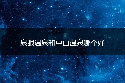 泉眼温泉和中山温泉哪个好