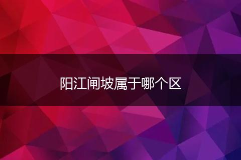 阳江闸坡属于哪个区