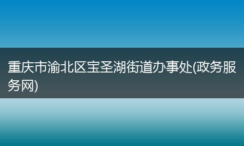 重庆市渝北区宝圣湖街道办事处(政务服务网)