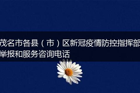 茂名市各县（市）区新冠疫情防控指挥部举报和服务咨询电话