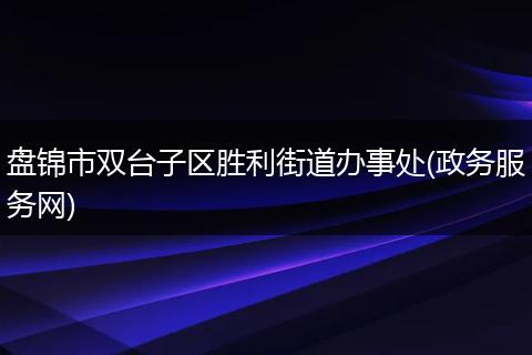 盘锦市双台子区胜利街道办事处(政务服务网)