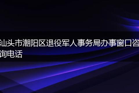 汕头市潮阳区退役军人事务局办事窗口咨询电话
