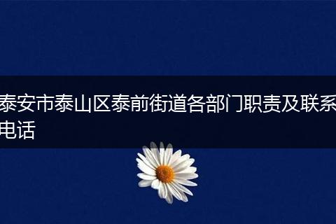 泰安市泰山区泰前街道各部门职责及联系电话