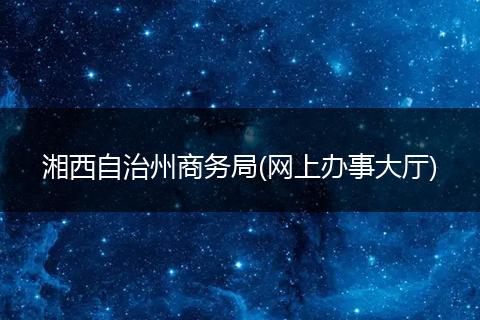 湘西自治州商务局(网上办事大厅)