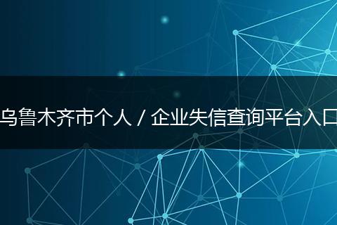乌鲁木齐市个人／企业失信查询平台入口