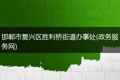 邯郸市复兴区胜利桥街道办事处(政务服务网)