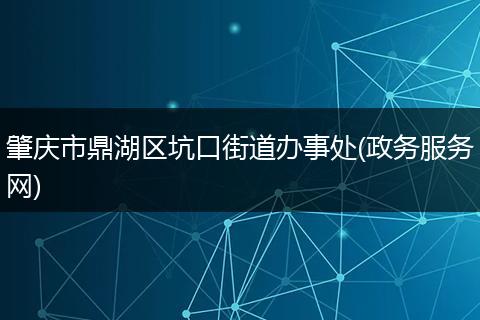 肇庆市鼎湖区坑口街道办事处(政务服务网)