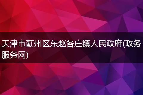 天津市蓟州区东赵各庄镇人民政府(政务服务网)