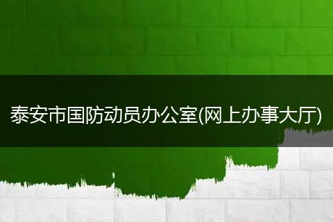 泰安市国防动员办公室(网上办事大厅)