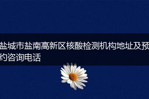 盐城市盐南高新区核酸检测机构地址及预约咨询电话