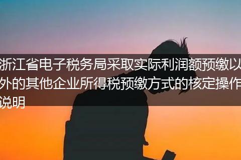 浙江省电子税务局采取实际利润额预缴以外的其他企业所得税预缴方式的核定操作说明