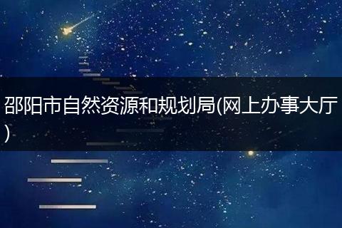邵阳市自然资源和规划局(网上办事大厅)