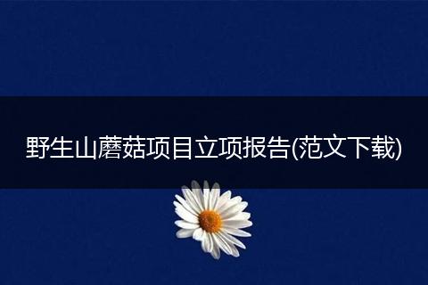 野生山蘑菇项目立项报告(范文下载)