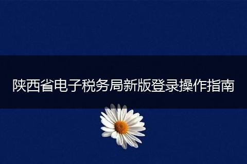 陕西省电子税务局新版登录操作指南