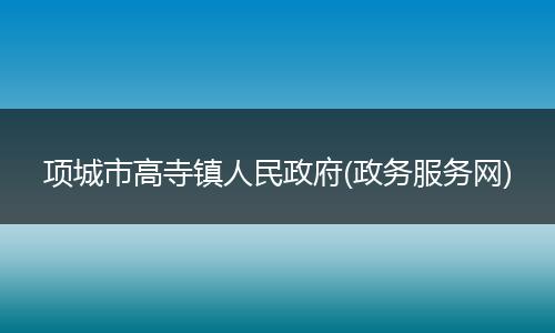项城市高寺镇人民政府(政务服务网)
