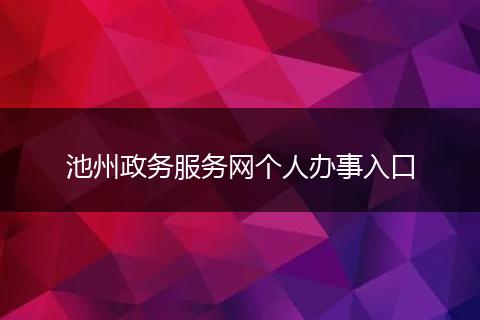池州政务服务网个人办事入口