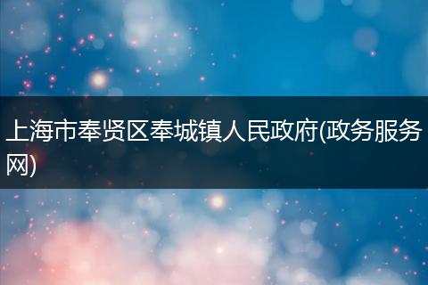 上海市奉贤区奉城镇人民政府(政务服务网)