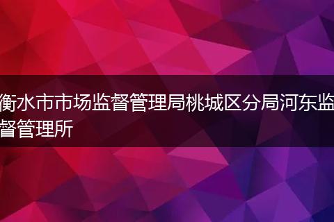 衡水市市场监督管理局桃城区分局河东监督管理所