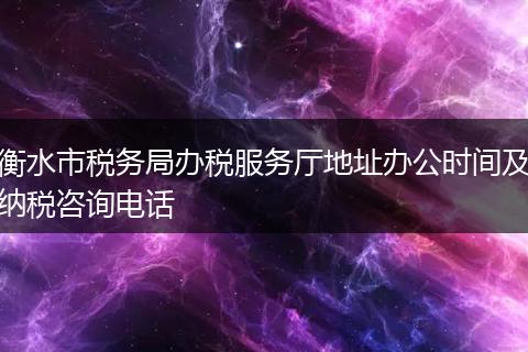 衡水市税务局办税服务厅地址办公时间及纳税咨询电话