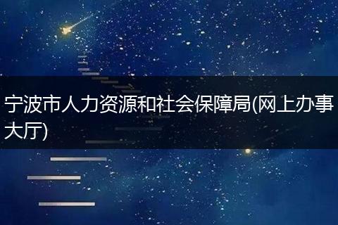 宁波市人力资源和社会保障局(网上办事大厅)