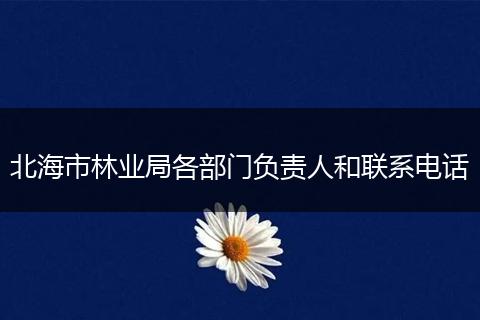 北海市林业局各部门负责人和联系电话