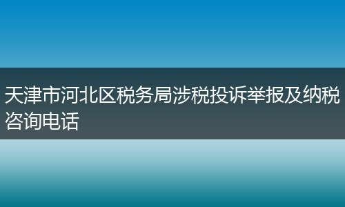 天津市河北区税务局涉税投诉举报及纳税咨询电话