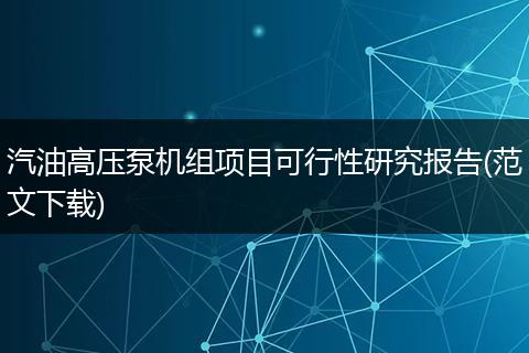 汽油高压泵机组项目可行性研究报告(范文下载)