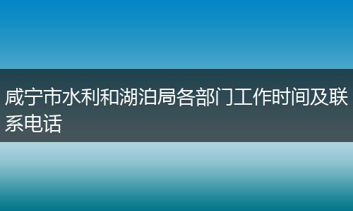 咸宁市水利和湖泊局各部门工作时间及联系电话