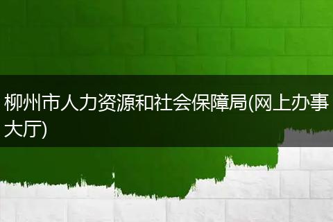 柳州市人力资源和社会保障局(网上办事大厅)