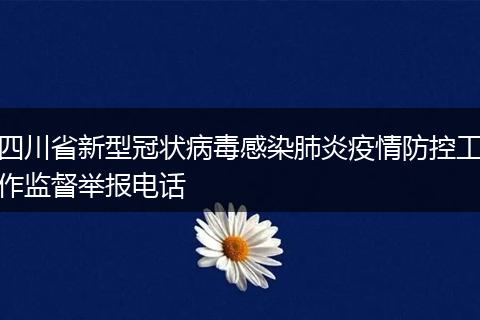 四川省新型冠状病毒感染肺炎疫情防控工作监督举报电话