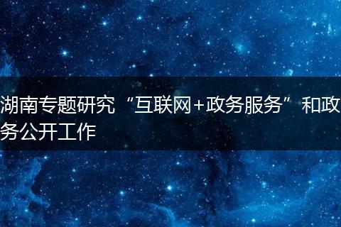 湖南专题研究“互联网+政务服务”和政务公开工作