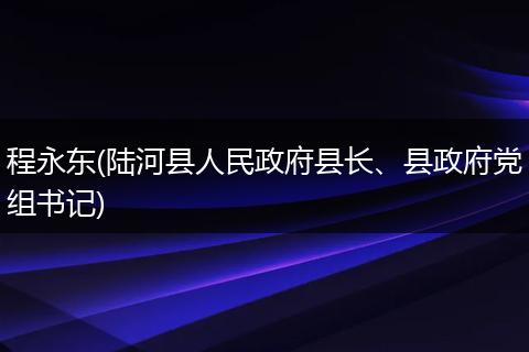 程永东(陆河县人民政府县长、县政府党组书记)