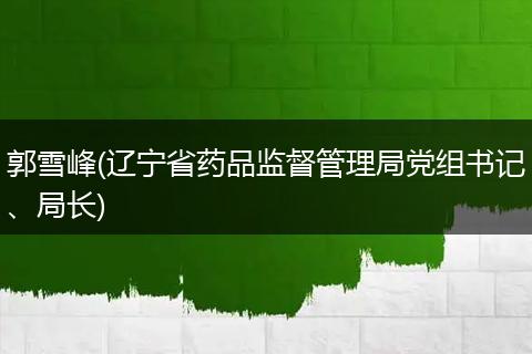 郭雪峰(辽宁省药品监督管理局党组书记、局长)