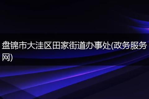 盘锦市大洼区田家街道办事处(政务服务网)
