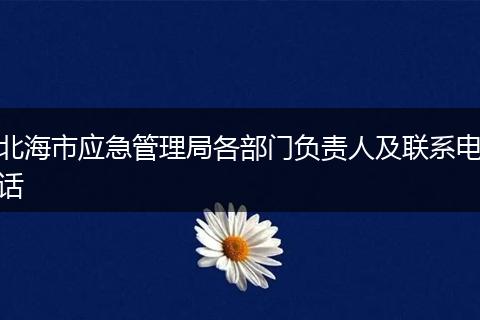 北海市应急管理局各部门负责人及联系电话